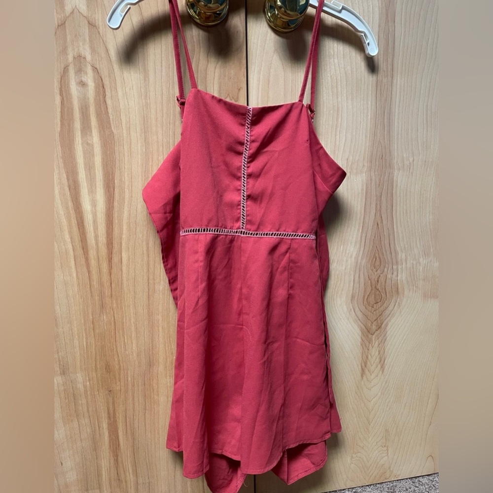 Zaful red romper tieback